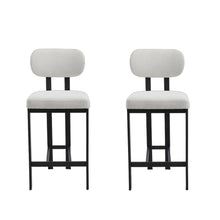 Load image into Gallery viewer, Fabric Metal Counter Height Bar Chairs (Set of 2) - White / Black
