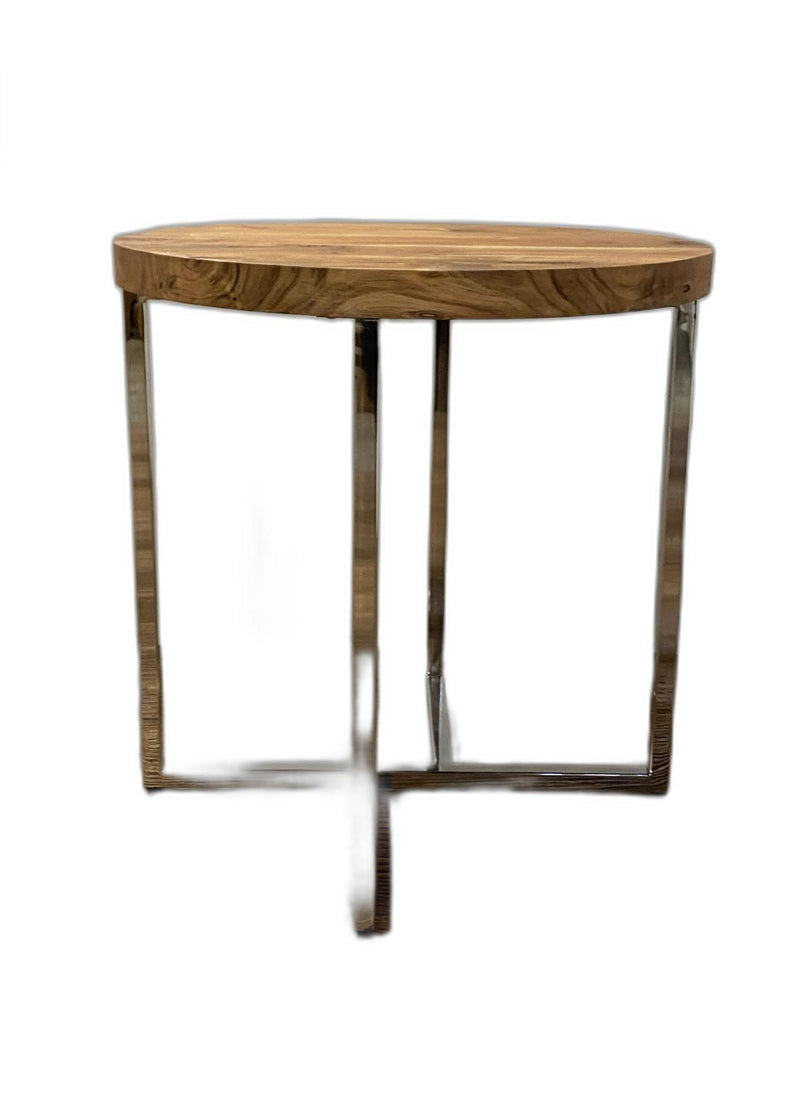 Modern Rustic Side Or End Table - Light Brown / Silver