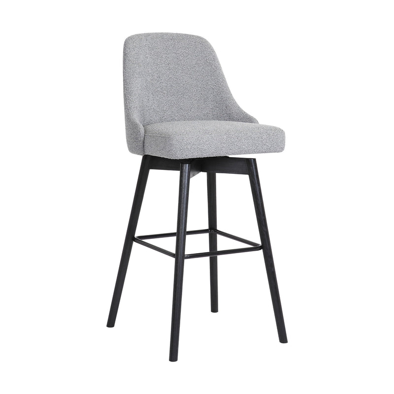 Fabric With Solid Wood Swivel Bar Height Bar Chair - Light Gray And Black