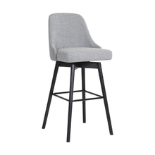 Load image into Gallery viewer, Fabric With Solid Wood Swivel Bar Height Bar Chair - Light Gray And Black
