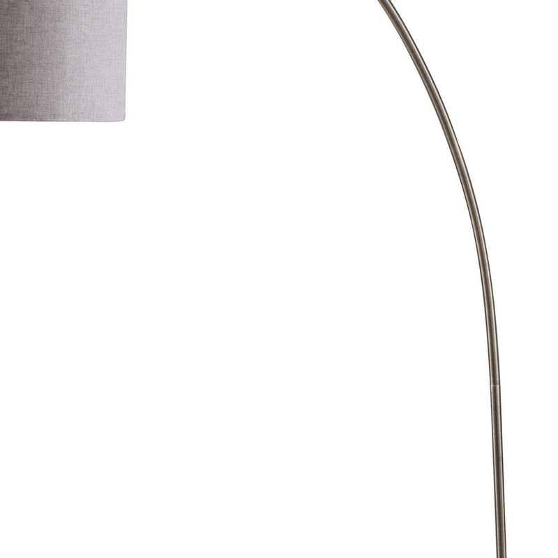 Arched Floor Lamp With Gray Drum Shade - Beige And Antique Gold