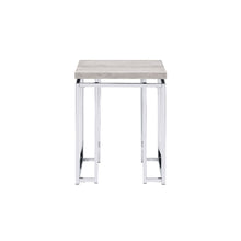 Load image into Gallery viewer, Manufactured Wood And Metal Square End Table - Chrome And Natural Oak
