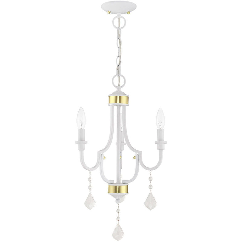 22" Three Light Dimmable Chandelier With Shades - White