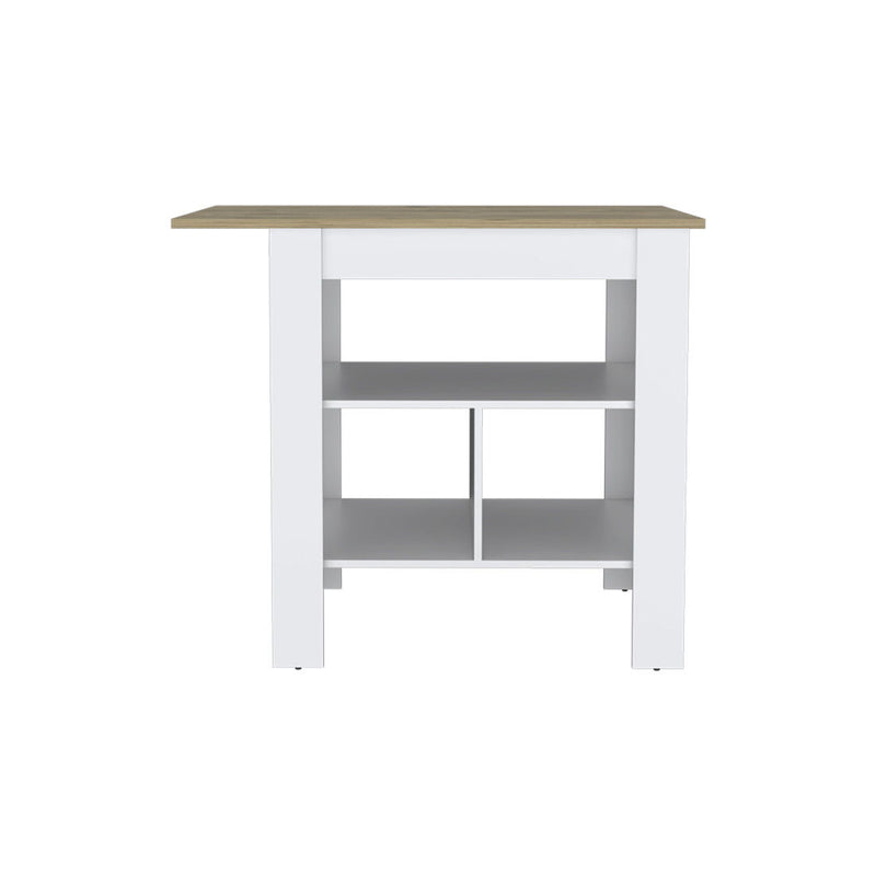 35" Wood Kitchen Island With Storage - White