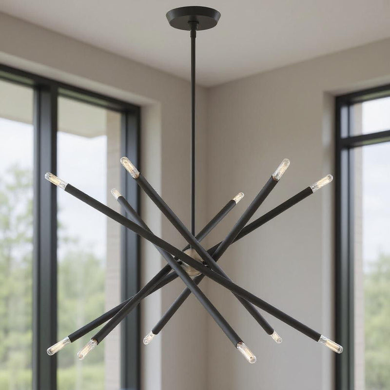 25" Six Light Dimmable Chandelier With Shades - Gray