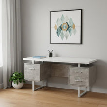 Load image into Gallery viewer, 60" White and Gray Computer Desk With Three Drawers
