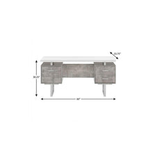 Load image into Gallery viewer, 60" White and Gray Computer Desk With Three Drawers
