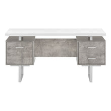 Load image into Gallery viewer, 60" White and Gray Computer Desk With Three Drawers
