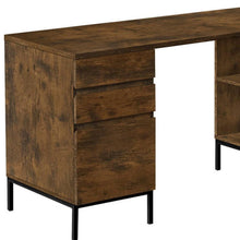 Load image into Gallery viewer, 60" Brown and Black L Shape Computer Desk With Three Drawers
