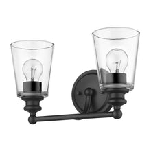 Load image into Gallery viewer, Two Light Glass Shade Wall Sconce - Matte Black
