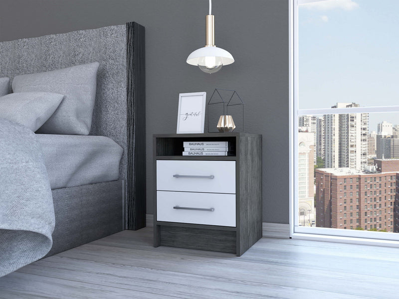 Sophisticated And Stylish Nightstand - Smokey Oak And White