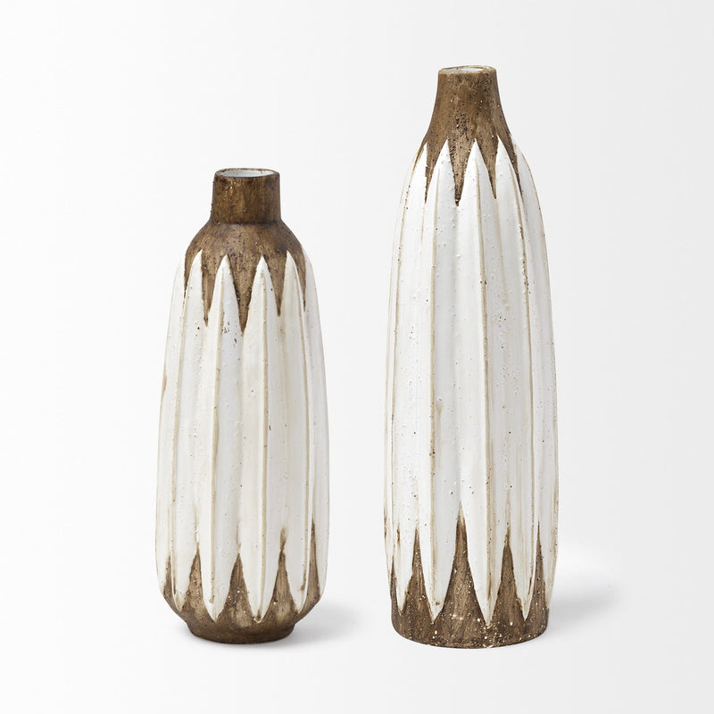 Abstract Cylinder Table Vase (397517) - Brown / White