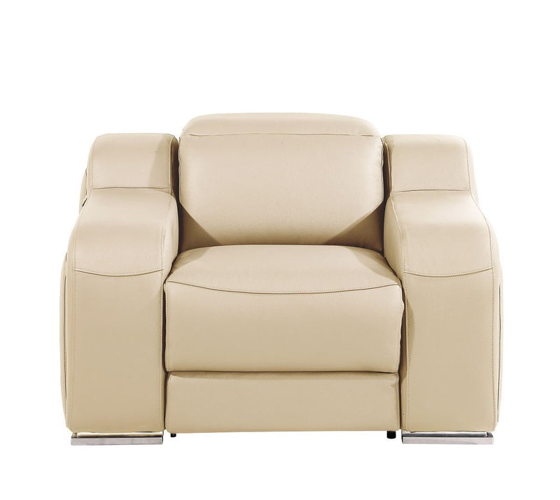 Italian Leather Wall Hugger Recliner With USB - Beige