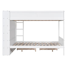 Load image into Gallery viewer, Full over Full Bunk Bed With 2 Drawers and Multi-layer Cabinet, White
