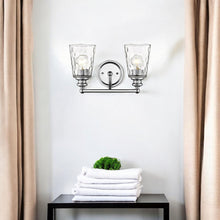 Load image into Gallery viewer, Metal And Pebbled Glass Two Light Wall Light - Silver
