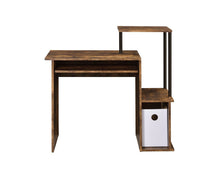Load image into Gallery viewer, 37" Oak and Black Wood and Metal Computer Desk
