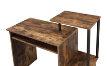Load image into Gallery viewer, 37" Oak and Black Wood and Metal Computer Desk
