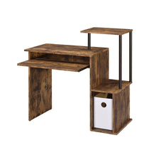 Load image into Gallery viewer, 37" Oak and Black Wood and Metal Computer Desk
