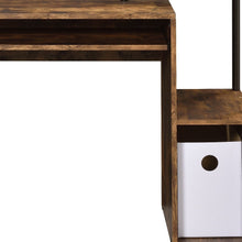 Load image into Gallery viewer, 37" Oak and Black Wood and Metal Computer Desk
