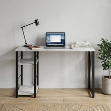 Load image into Gallery viewer, 47" Antiqued White and Black Writing Desk
