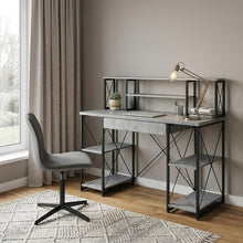 Load image into Gallery viewer, 47" Gray and Black Computer Desk
