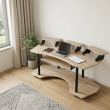 Load image into Gallery viewer, 83" Natural and Black Music Recording Studio Desk
