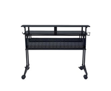 Load image into Gallery viewer, 47" Black Wood and Metal Rolling Computer Desk
