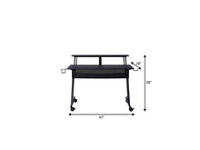 Load image into Gallery viewer, 47" Black Wood and Metal Rolling Computer Desk
