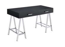 Load image into Gallery viewer, 54" Black and Silver Writing Desk With Two Drawers
