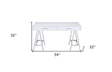 Load image into Gallery viewer, 54" White and Silver Writing Desk With Two Drawers
