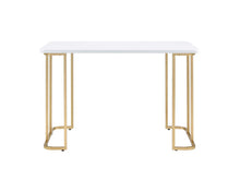 Load image into Gallery viewer, 48" White and Gold Writing Desk

