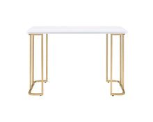 Load image into Gallery viewer, 48" White and Gold Writing Desk
