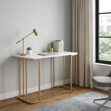 Load image into Gallery viewer, 48" White and Gold Writing Desk
