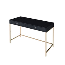 Load image into Gallery viewer, 47" Black and Gold Writing Desk With Two Drawers
