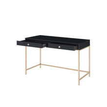 Load image into Gallery viewer, 47" Black and Gold Writing Desk With Two Drawers
