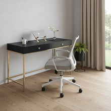 Load image into Gallery viewer, 47" Black and Gold Writing Desk With Two Drawers
