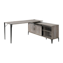 Load image into Gallery viewer, 65" Gray and Black L Shape Writing Desk
