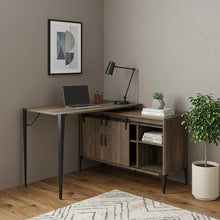 Load image into Gallery viewer, 48" Brown and Black L Shape Writing Desk
