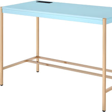 Load image into Gallery viewer, 42" Baby Blue and Gold Writing Desk
