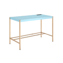 Load image into Gallery viewer, 42" Baby Blue and Gold Writing Desk
