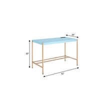 Load image into Gallery viewer, 42" Baby Blue and Gold Writing Desk
