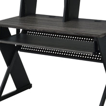 Load image into Gallery viewer, 47" Black Wood and Metal Computer Desk
