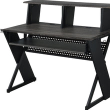 Load image into Gallery viewer, 47" Black Wood and Metal Computer Desk
