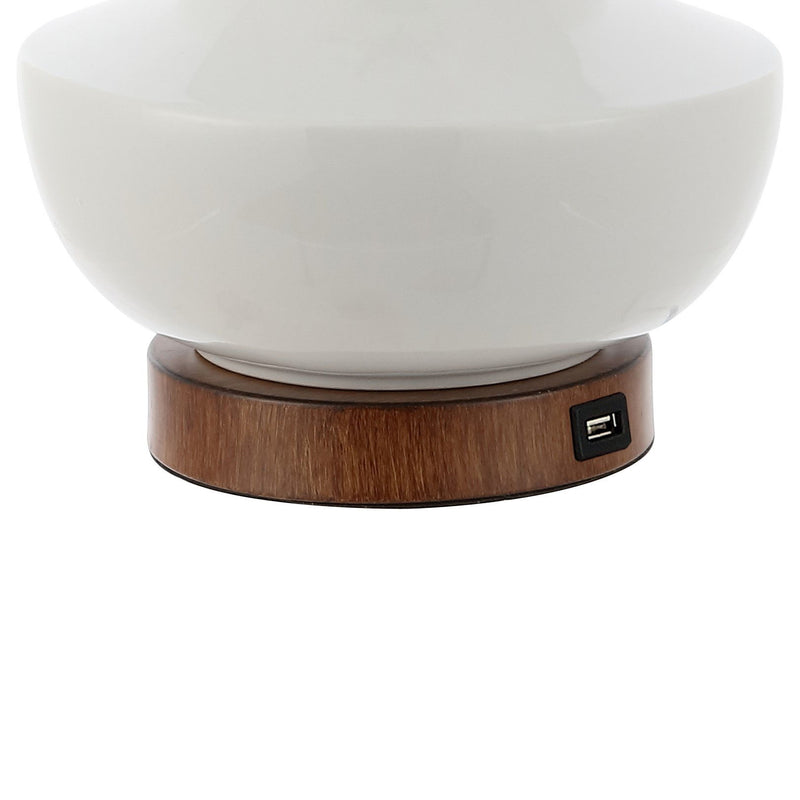 Globe Bedside Lamp With Empire Shade - White