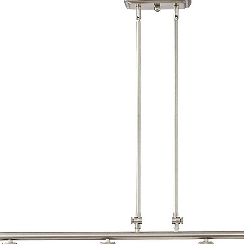 Kitchen Island Four Light Metal Transparent Glass Dimmable Chandelier With Shades - Nickel