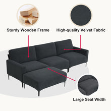 Load image into Gallery viewer, [VIDEO provided] [New] 103.5*59&quot; Modern L-shaped Sectional Sofa, 4-seat Velvet Fabric Couch Set with Convertible Ottoman,Freely Combinable Sofa for Living Room, Apartment, Office,Apartment,2 Colors
