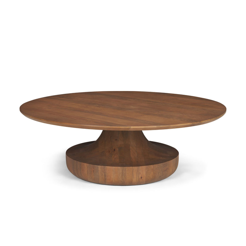 Round Pedestal Coffee Table - Brown