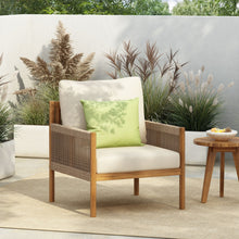 Load image into Gallery viewer, Modern Outdoor Woven Lounge Chair With Solid Wood Frame - Teak
