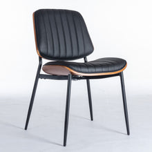 Load image into Gallery viewer, Dining Chairs (Set of 2) Mid-Century Modern Retro Chair With Walnut Bentwood Back Upholstered Seat Metal Legs Adjustable Foot For Kitchen Dining Room Chairs
