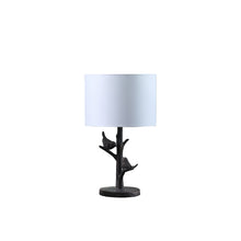 Load image into Gallery viewer, 19" Rustic Dark Bronze Birds on a Tree Table Lamp With White Shade
